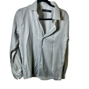 Givenchy ParisMens Grey Micro Stripe Long Sleeve ButtonDown Dress Shirt 15.75 40